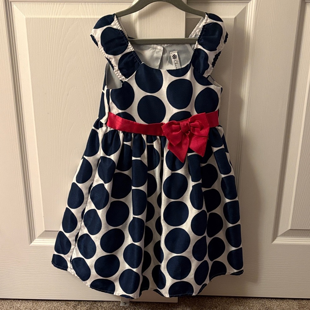 Cherokee Navy and Red Polka Dot Dress